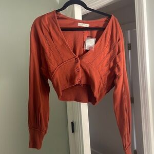 Free people terra cott long sleeve crop top